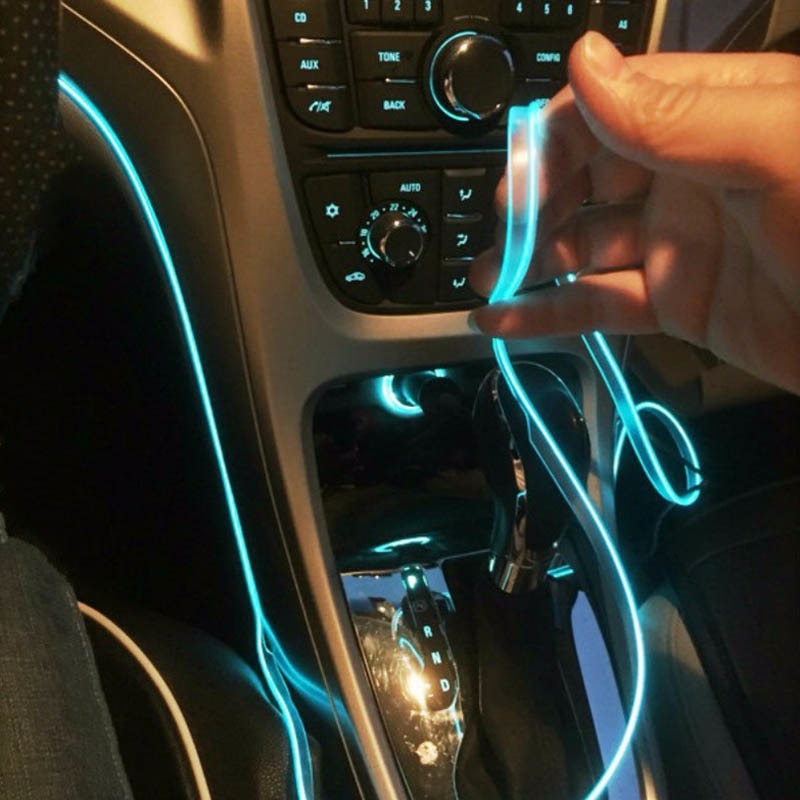 EL Wire Flash Rope Tube Cable LED Strip Flexible Neon Lamp Glow String Light For Car Decoration With 8mm Sewing Edge Car Styling