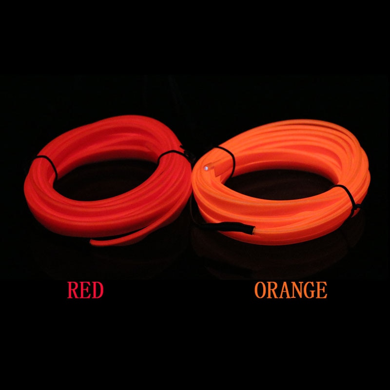 EL Wire Flash Rope Tube Cable LED Strip Flexible Neon Lamp Glow String Light For Car Decoration With 8mm Sewing Edge Car Styling