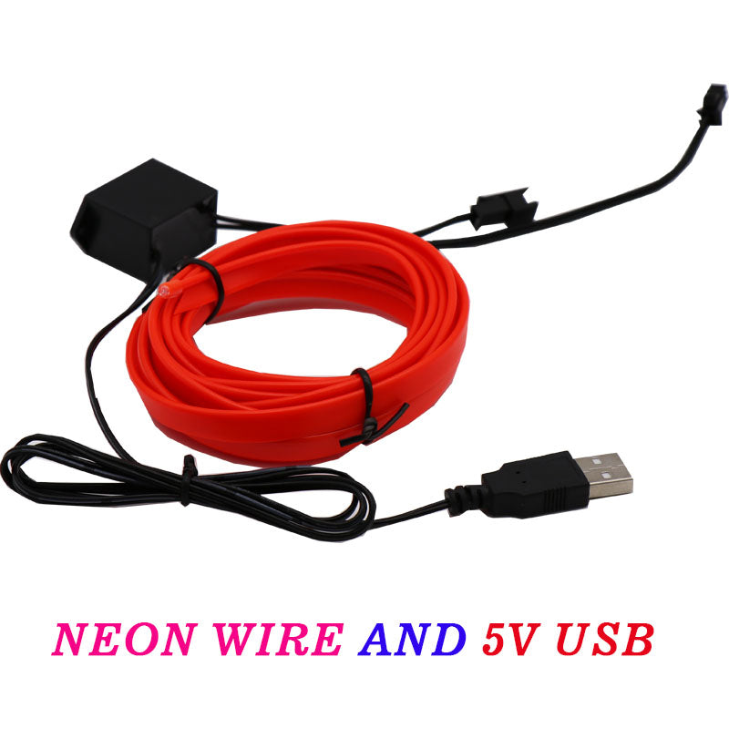 EL Wire Flash Rope Tube Cable LED Strip Flexible Neon Lamp Glow String Light For Car Decoration With 8mm Sewing Edge Car Styling